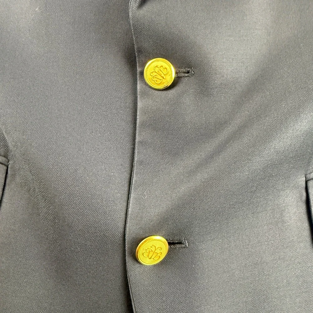 USA Brooks Brothers Jacket Men's 43 Black Gold Button Loro Piana 120s Blazer VTG
